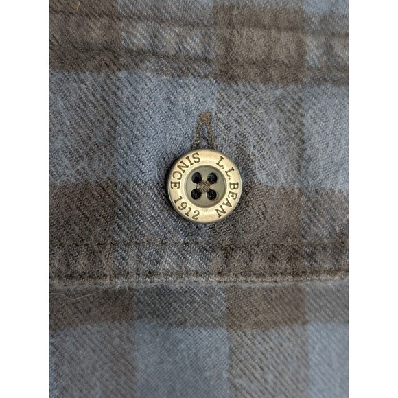 LL Bean Shacket Size M  Item 0 JTP7 VTG Plaid Blue Flannel Shirt Jacket Lined - Picture 2 of 6